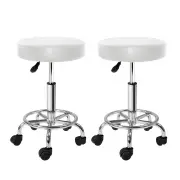 Artiss 2x Salon Stool Round Swivel Chair White