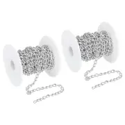 33Ft Curb Chain, Twisted Cuban Link Chain with Spool 7.5 x 4 x 1mm, Silver