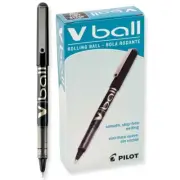 35112 Pilot VBall Stick Rolling Ball Pen, Black Ink, Fine 0.7mm, Box of 12