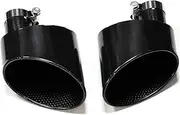 Oval Exhaust Tip Compatible For A3 A4 A5 A6 A7 Upgrade RS3 RS4 RS5 RS6 Look 304 Stainless Steel Car Muffler Tip TailPipe Nozzle(Black B)