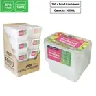 160x Takeaway Food Containers Plastic Lids rectangular 300ml Meal Prep Lunch Box