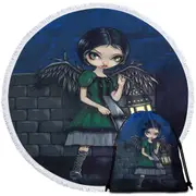 Big Eyed Beautiful Angel Lighting the Way Round Beach Towel