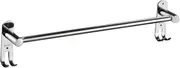 Viviendo Adjustable Towel Bar 42 to 78cm Stainless Steel 304 Towel Racks with Hooks for Bathroom Chrome Retractable Towel Rail Rod with Hanger Wall Mounted Screw in or No Drill Installation - 1 Tier