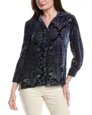 Johnny Was Petite Misty Burnout Velvet Silk-Blend Shirt