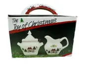 Jamestown China The Joy of Christmas Creamer Sugar Bowl Set NEW In Box 1987