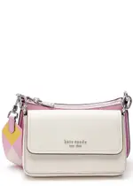 Kate Spade New York Double Up Colourblocked Leather Cross-body bag - Pink ONE SIZE