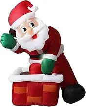 Santaco Christmas Inflatable Santa Claus Decoration with LED Lights, Self-Inflating Santa for Outdoor & Indoor Use, IP44 Waterproof, 120cm Holiday Blow-Up Yard Decir with Stakes & Ropes, Easy Set Up