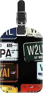 [WOSHJIUK] Luggage Tags,2 Pack Labels Suitcase Tags,Retro car Sign,Luggage Tags Privacy Protection Travel Bag Tag