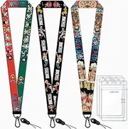 3 Pack Neck Lanyard with ID Badge Holder for Keys Key Chain Card Funny Cool Anime Lanyards for Women Men Guys Girl Boys Kids Gift GS414, Colorful, 16.92 x 0.98 inch