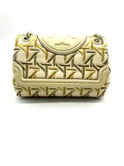 AUTH Tory Burch Fleming Embroidered Flap Convertible Shoulder Bag