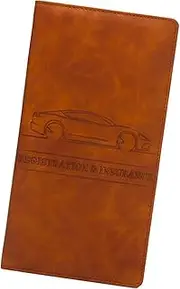 Leather Vehicle Wallet Case – Car Registration & Insurance Holder, Driver’s License & Business Card Wallet, Compact Glove Box Organizer, Auto Paperwork Case for Drivers