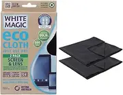 White Magic Screen and Lens Eco Cloth 2 Pieces Pack, – 30 x 30 cm, Chemical-Free Cleaning, Anti-Static, Machine Washable, Ideal for Tablets, Smartphones, Eyeglasses – Streak-Free Microfiber Technology