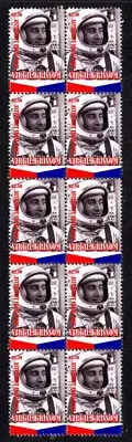 VIRGIL GRISSOM SPACE EXPLORATION HERO STRIP OF 10 MINT VIGNETTE STAMPS 1