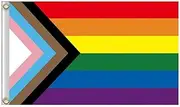 AIMALL Progress Pride Rainbow Flag – 3x5ft (90x150cm) LGBTQ+ Gay Lesbian Pride Banner with Grommets for Indoor & Outdoor Use, Lightweight Polyester, Perfect for Mardi Gras Party Decoration