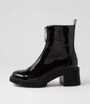 New Django & Juliette Zosia Black Patent Leather Ankle Boots Womens Shoes Casual