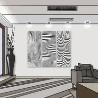 在飛比找momo購物網優惠-【24mama 掛畫】三聯式 油畫布 波浪 條紋 裝飾 曲線