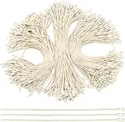300Pcs 7.6inch Cotton Gift Clothing Price Tag String Hang Tag String Hanging Rope Snap Lock Pin Loop Fastener Hook Ties Fast to Attach for Clothes Tags Shoes Snap Lock Luggage Label