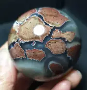 TOP 215G Natural Polished Football Agate Crystal Sphere Ball Healing WD714