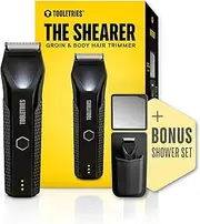 TOOLETRIES The Shearer - Electric Groin & Body Hair Trimmer, Replaceable Skin ProTech Ceramic Blade Heads, Waterproof Wet/Dry Clippers, USB-C Rechargeable, Mens Hygiene Ball Shaver