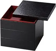 J-Kitchens Excursion Lunch Box, Made in Japan, 3-Tier, 7 Size, Hybrid, Paper, Black Vermilion, Freezer Safe, 8.5 x 8.5 x 7.2 inches (21.7 x 21.7 x 18.3 cm)