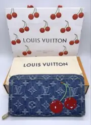 LOUIS VUITTON x Takashi Murakami M23161 Zippy Wallet Denim Cherry 2025 Limited