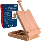 Antigua Artist Wood Sketchbox Easel, Desktop Storage Art Paint, Draw, Sketch Pad