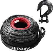 AlltoAuto Winch Rope with Hook, 3/8" x 100'-25000lbs Dyneema Synthetic Winch Rope Line Cable with Protective Sleeve for Truck 4WD Off-Road Vehicle Winch Accessory
