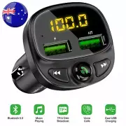 Bluetooth 5.0 Car Wireless FM Transmitter Adapter Hands-Free 2 USB Charger NEW