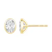 Bevilles Oval Cut Solitaire Stud Earrings with 1.00ct of Laboratory Grown Diamonds in 9kt Yellow