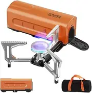 Solohike Portable Camping Stove Camping Cassette Stoves with Carrying Bag for Outdoor Cooking Pincnic Backpacking Hiking (Orange)