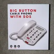 BIG BUTTON CABLE PHONE with SOS Hearning Aid Compatible NEW SPEAKER LANDLINE