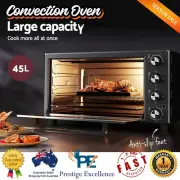 Devanti Electric Convection Oven Bake Benchtop Rotisserie Grill 45L Portable NEW