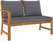 Garden Sofa Unit Garden Bench 114.5 cm with Dark Grey Cushion Solid Acacia Wood