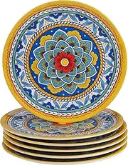 Certified International Portofino 9" Melamine Salad/Dessert Plate, Set of 6, Multi Colored, Medium