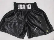 SUGAR RAY LEONARD Hand Signed Boxing Trunks Shorts