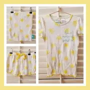 Peter Alexander Jnr Size 4 2 Piece Pj Pajama Set BNWT Grey/Beige marle & yellow