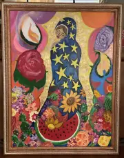 acrylic paintings on canvas hand painted Re-up Frame Size 45x55 Signed By Artist