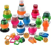 New brothread 100pcs Mix NOTIONS (60 Thread Spool Savers + 20 Bobbin Holders + 20 Bobbin Clamps) - Prevent Thread Tails from Unwinding - for Sewing and Embroidery Machine Thread Spools