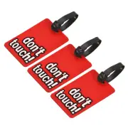 3Pcs PVC Luggage Tag Identifier Label, Don't Touch Pattern Red