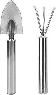 Stainless Steel Garden Shovel Rake Set Durable Gardening Tools for Planting Transplanting Tilling Soil Ergonomic Handle Comfortable Non Slip Design for Bonsai Plants Flowers