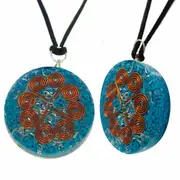 Turquoise Heart Copper Coil Orgonite Pendant Gemstone Disc Reiki Energy Necklace
