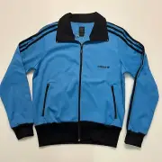 Adidas Track Jacket Blue Three Striped Black Size L VTG NWT