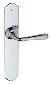 Tradco Reims Lever Door Handle on Long Backplate Chrome Plated