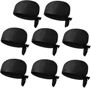 [CLISPEED] 8pcs Chef Hat Elastic Kitchen Men Headwear and Chefs Cooking Ladies with Unisex Caps for Restaurant Cook Hats Adjustable Serving Hat Universal Hat Serving Turban Hat Cotton Black
