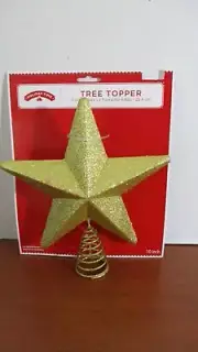 Holiday Time~Gold Glitter 10" STAR CHRISTMAS TREE TOPPER~NWT