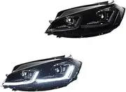 Compatible For VW Golf 7.5 MK7.5 2018-2021 Car Front Lamps LED Car Headlights Assembly Upgrade High Configure Projector Lens Accessories(Silver line version)