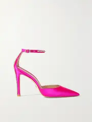 [Stuart Weitzman] Stuart Weitzman - Glam Crystal-embellished Satin Pumps - Fuchsia - US5 US5 Pink