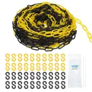 200 FT Plastic Chain Safety Chain with Zip Ties and S-Hooks Yellow Black