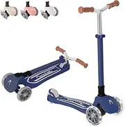 MomnLittle Foldable Kids 3 Wheels Scooter(Pink/Beige/White) with LED Light-Flashing Wheels Adjustable Handlebar Height for Boys Girls