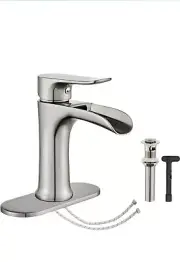 Brushed Nickel Bathroom Faucet,Yundoom Waterfall TG